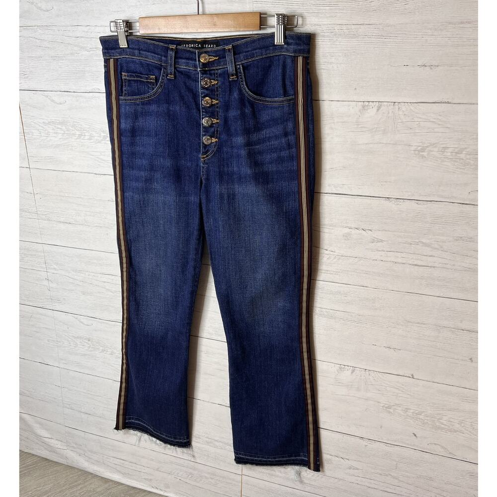 Veronica Beard Jeans Womens Size 29 Carolyn 10" Baby Boot Tux Stripe Button Fly - Picture 4 of 16